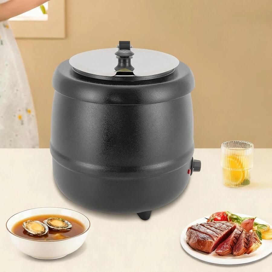Soupwarmer Verstelbaar Warmhoudpan Buffet Restaurant Hotel Kantine 10 Liter Geschikt voor Soep 35-80 graden Met Deksel