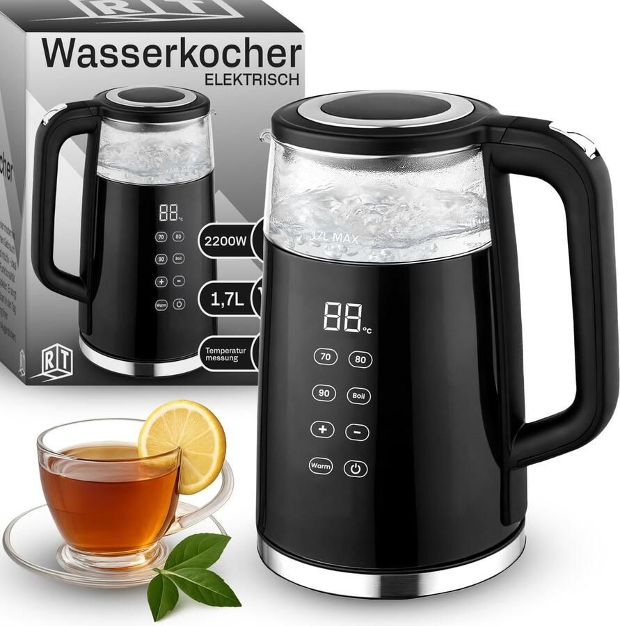 Allecto Elektrische Waterkoker 1.7L met Temperatuurinstelling en Touch Display