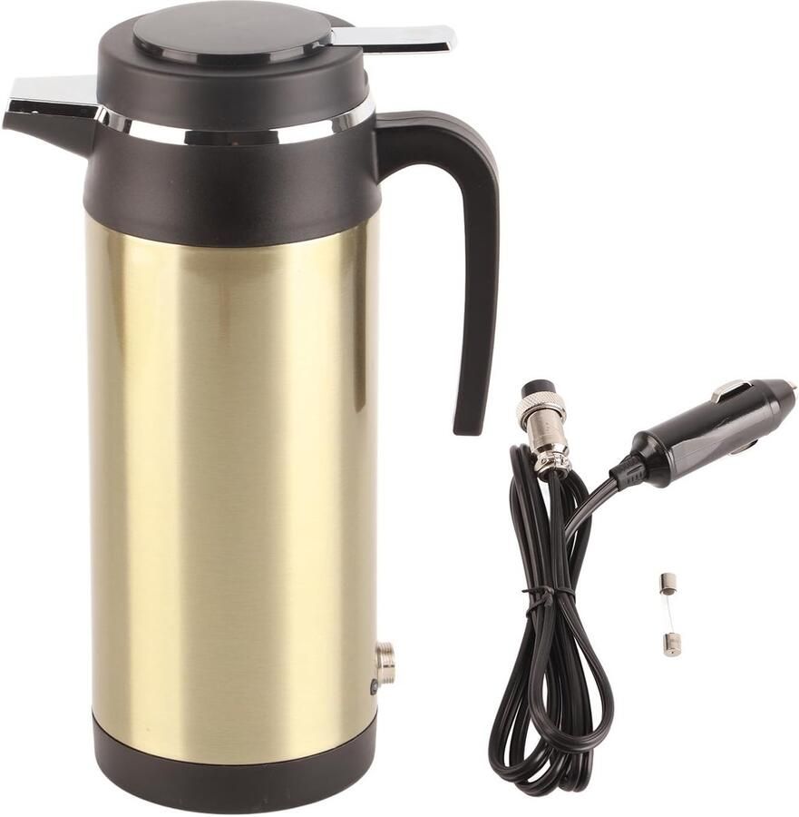 Allecto Elektrische Waterkoker In-Auto RVS Reis Thermoskan Koffie Thee Auto