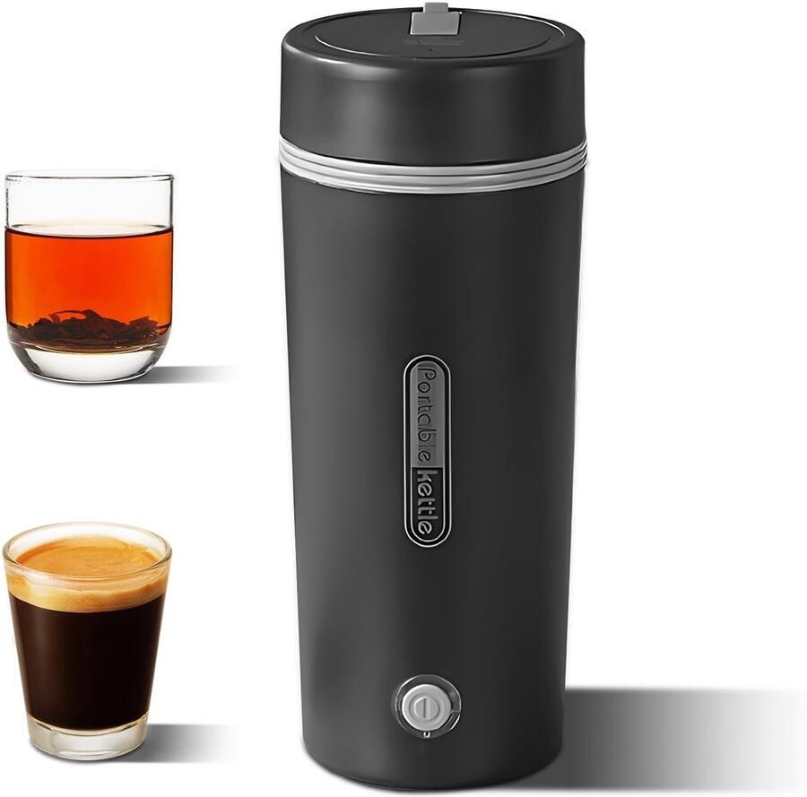 Draagbare waterkoker Thee en koffie Reizen en thuis Voedselveilig materiaal 350 ml Zwart