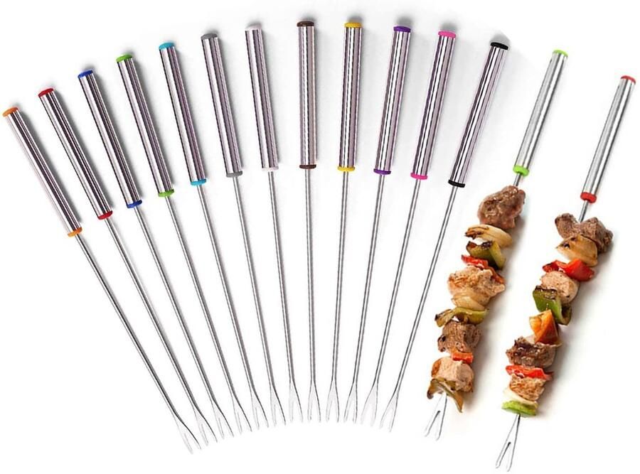 Allecto Fondue Forks Stainless Steel 24 cm Keukengerei Fondue Vorken Voor kaas en chocolade fondue Set van 12