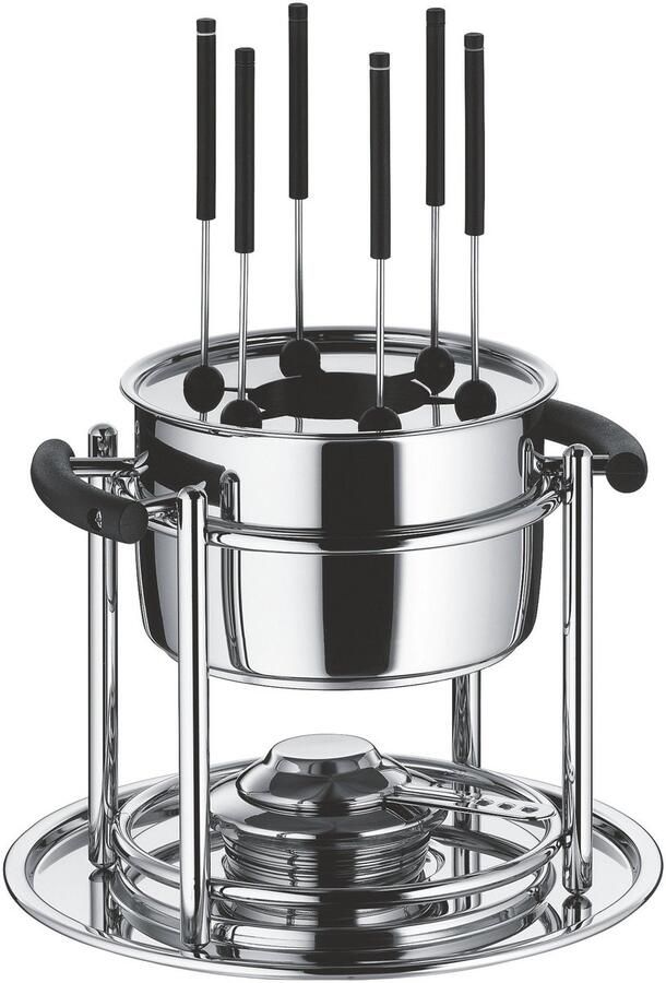 Allecto Fondueset 11-delig voor 6 personen Inclusief brander en vorken Inductie geschikt Vaatwasmachinebestendig Cromargan roestvrij staal
