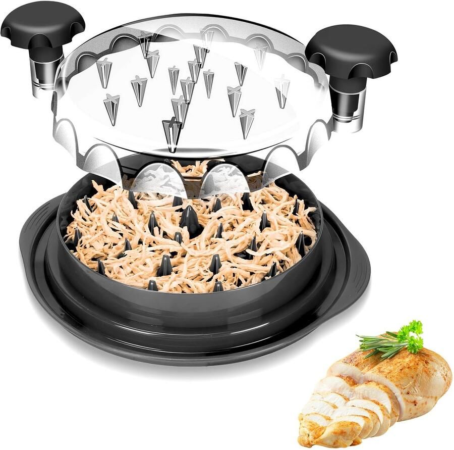 Allecto Handmatige hakmolen Vleesmolen voor kip en varkensvlees Antislip onderkant Rood Keukenmixer voor kippensalade Geschikt voor run