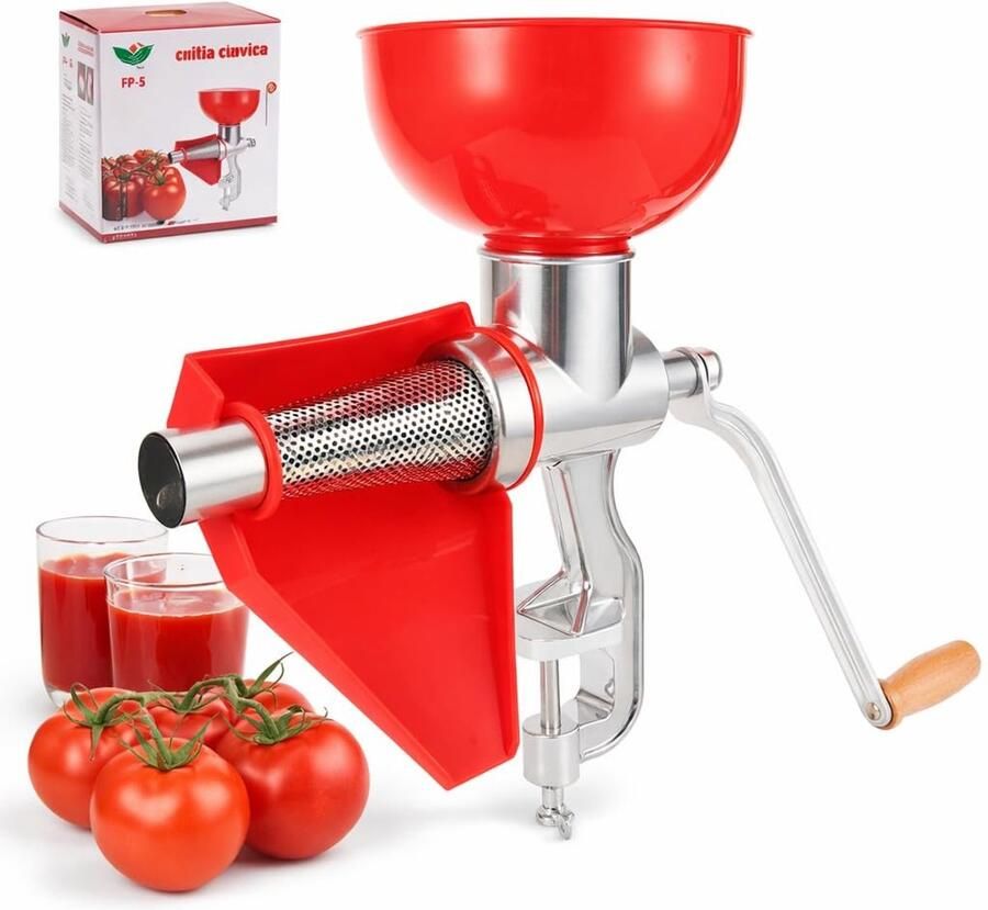 Allecto Handmatige Tomaten Sapcentrifuge Aluminium Legering Voor Tomatensaus en Sinaasappelsap Rood Fruit en Groenten Ideaal voor Huish