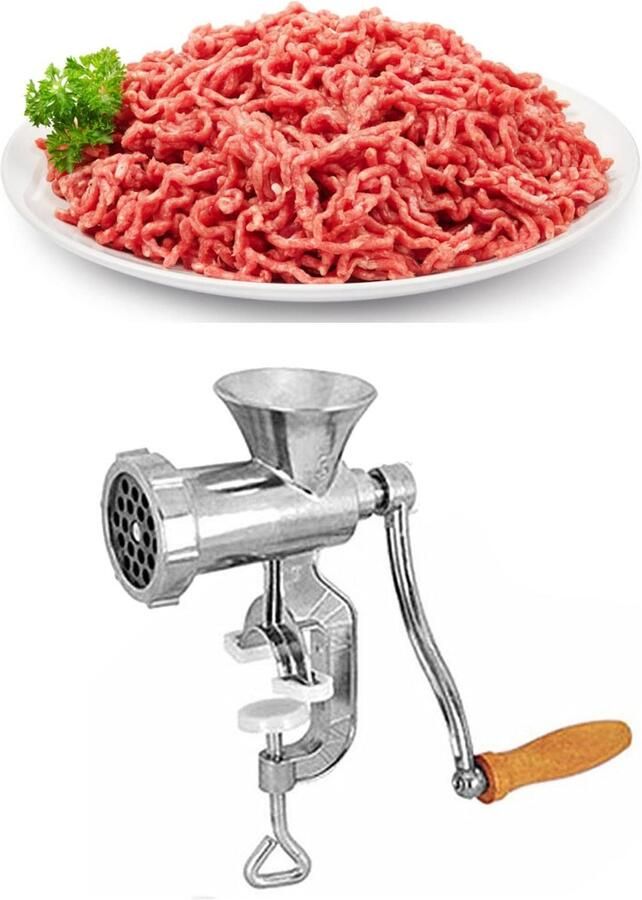 Allecto Handmatige Vleesmolen Vleesverwerking RVS Groenten Hakken Worstvulmachine Commercieel Gebruik Zilver Keukenapparaat