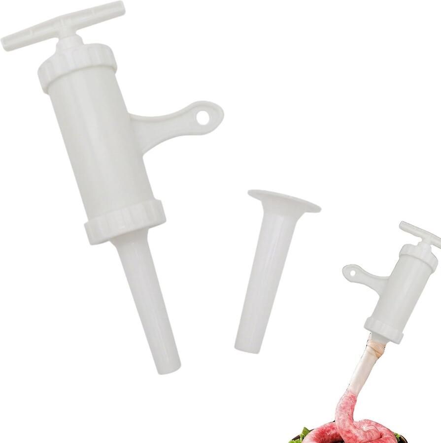 Dailygoody Handmatige worstvulmachine Worstvuller voor thuiskeuken Wit DIY-worst maken Voor hobbykoks 20 mm opening