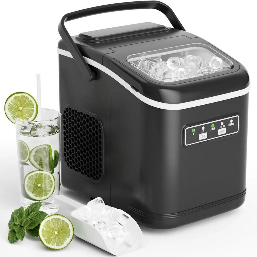 Allecto ijsmachine ijsblokjes draagbaar reinigend handvat snel ijs thuisgebruik wit LIFERUN Aanrecht ijsmachine met handvat 12 kg in 24 uur 9 ijsblokjes klaar in 6 minuten automatisch reinigende draagbare ijsmachine