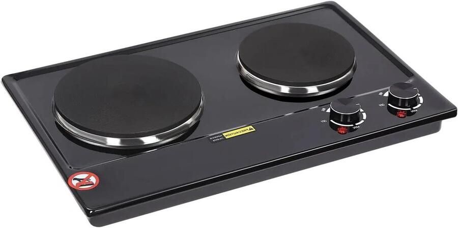 Allecto Inductie kookplaat Dubbele plaat 2500 W vermogen Elektrisch 100-250 °C Verstelbare warmte 220 V Zwart Keukenapparaat Geschikt voor woningen Nieuwste model met 2 platen