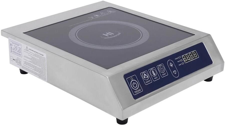 Allecto Inductiekookplaat Elektrisch Groot formaat Roestvrij staal Energiezuinig Geschikt voor alle pannen Zilveren uitvoering Makkelijk schoon te maken Kookplaat voor thuisgebruik