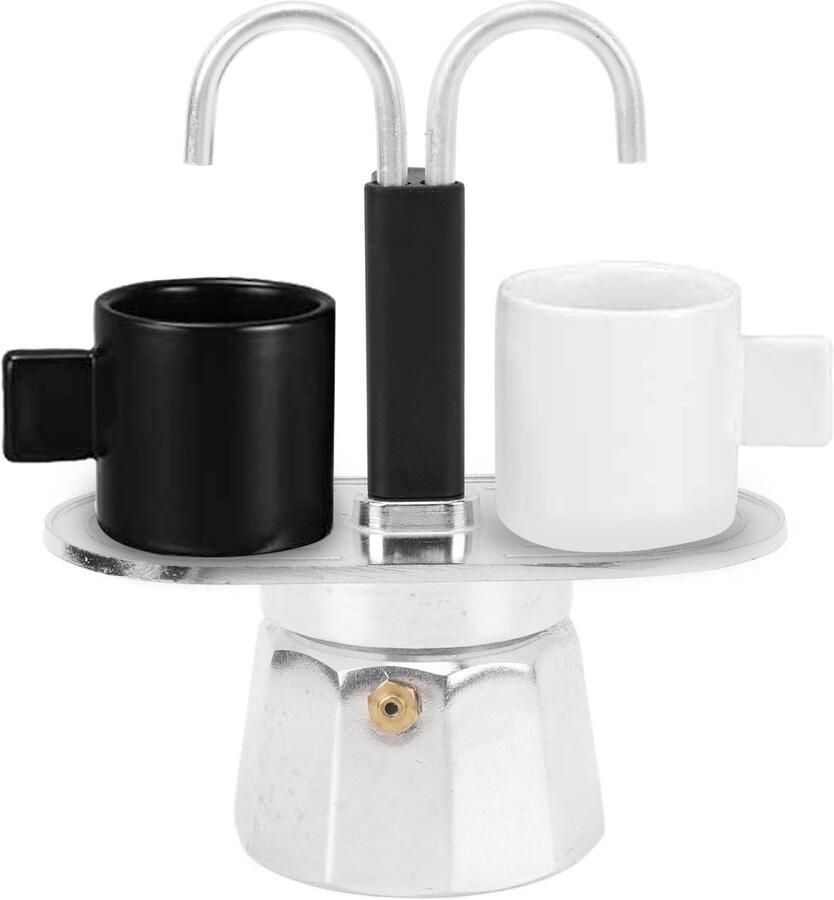 Allecto Koffiezetapparaat Dubbele Uitloop Ideale Warmtegeleiding Aluminiumlegering 2 Kopjes Koffiezetapparaat Geschikt voor Thuis en Ka