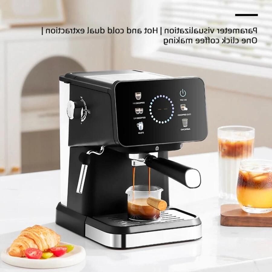 Allecto Koffiezetapparaat Espressomachine 20 Bar PID-temperatuurregeling Touchscreen Halfautomatisch Geschikt voor thuisgebruik Zwart metaal 1 5 liter watertank AliExpress