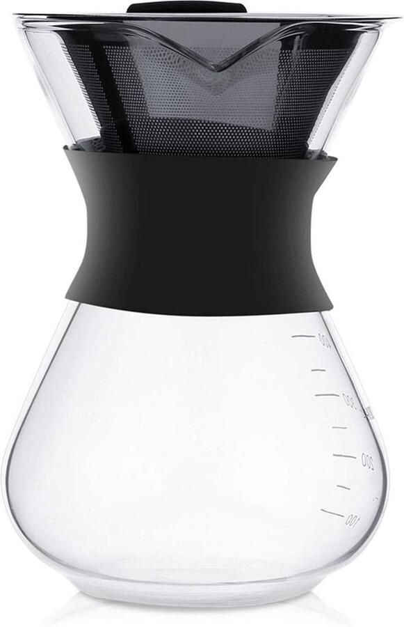 Allecto Koffiezetapparaat Glas Roestvrijstalen filter Handmatig Thuis kantoor camping Zwart Duurzaam Geschikt voor filterkoffie