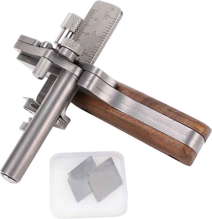 Allecto Lederen Band Snijmachine Professioneel Snijgereedschap 304 Roestvrij Staal Handheld voor Leerbewerking Universeel 18 Mm Mes Ges