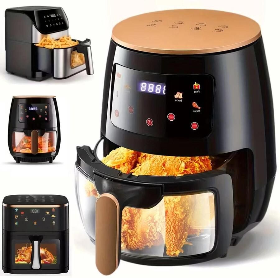 Allecto Luchtfriteuse Gezond koken Antiaanbaklaag Timer Vaatwasmachinebestendig 6L 8L 10L Zwart met visueel display Snelle bereiding Meerdere functies AliExpress Luchtfriteuses Geschikt voor thuisgebruik