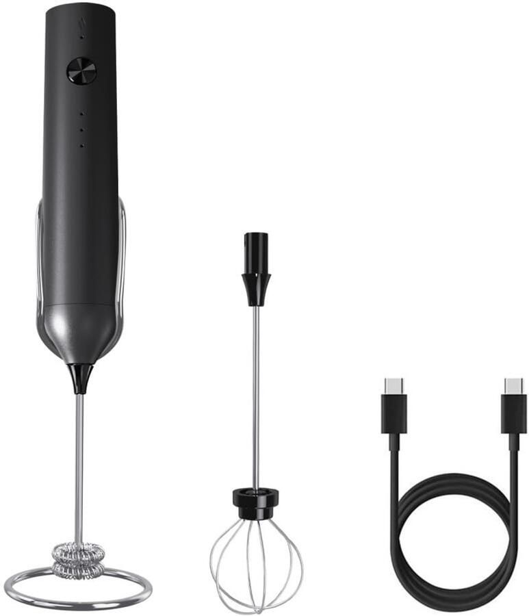 Allecto Melkopschuimer Elektrische klopper 3 snelheden Oververhittingsbeveiliging 2 opzetstukken Opbergstandaard Melkopschuimen Eie