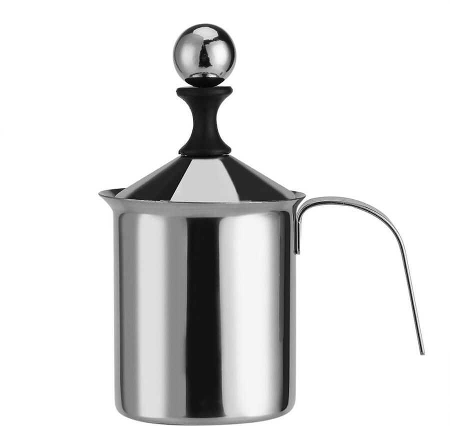 Allecto Melkopschuimer RVS Handmatige Dubbele zeef Schuimmixer Koffie Latte Chocolademelk Cappuccino Zuivelschuimer 400ml 8