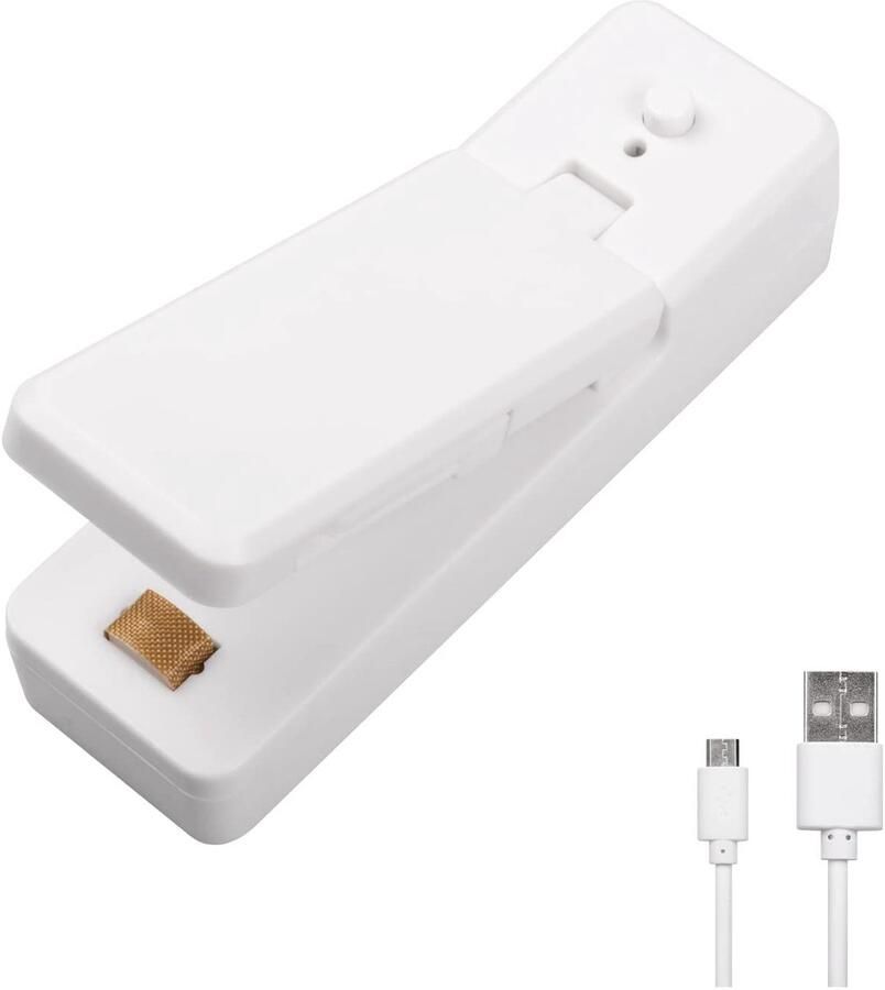 Allecto Mini Bag Sealer Draagbare zak sluitmachine Wit Handheld heatsealer Voor voedselopslag en chipzakken