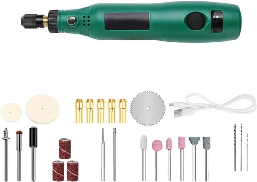 Allecto Mini Elektrische Grinder Set 3-Snelheden Handzaam en veelzijdig Groen Graveren en slijpen Perfect voor hobbyisten Compact model