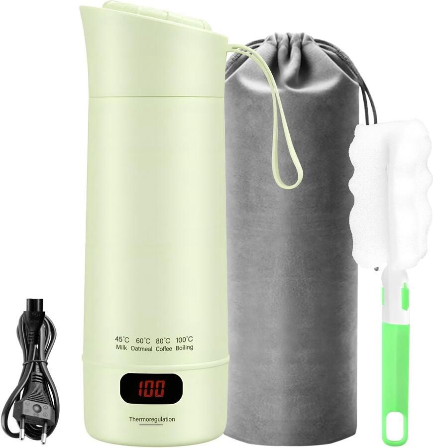 SPHs Mini Elektrische Waterketel 400ml Draagbaar met 4 Temperatuurinstellingen Handzaam formaat Ideaal voor onderweg Voor thee en ko