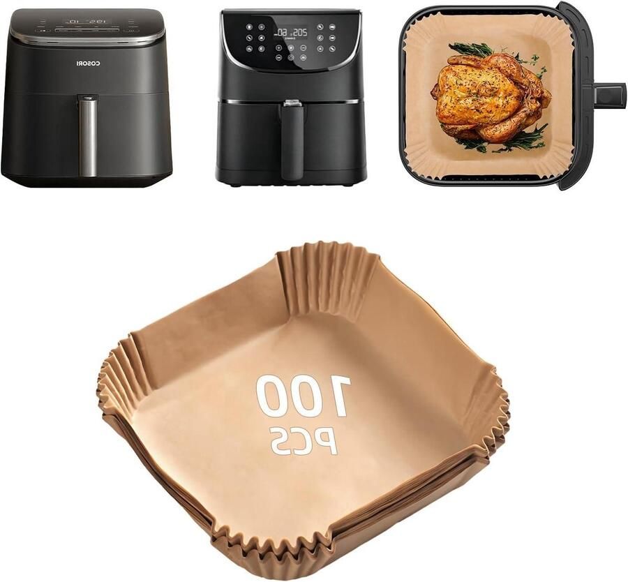 Allecto Plus 100 stuks Airfryer Bakpapier Accessoires Voor Heteluchtfriteuse 55L 6L Turboblaze Airfryer XXL NINJA CAF-DC601-KEU Cp158-AF