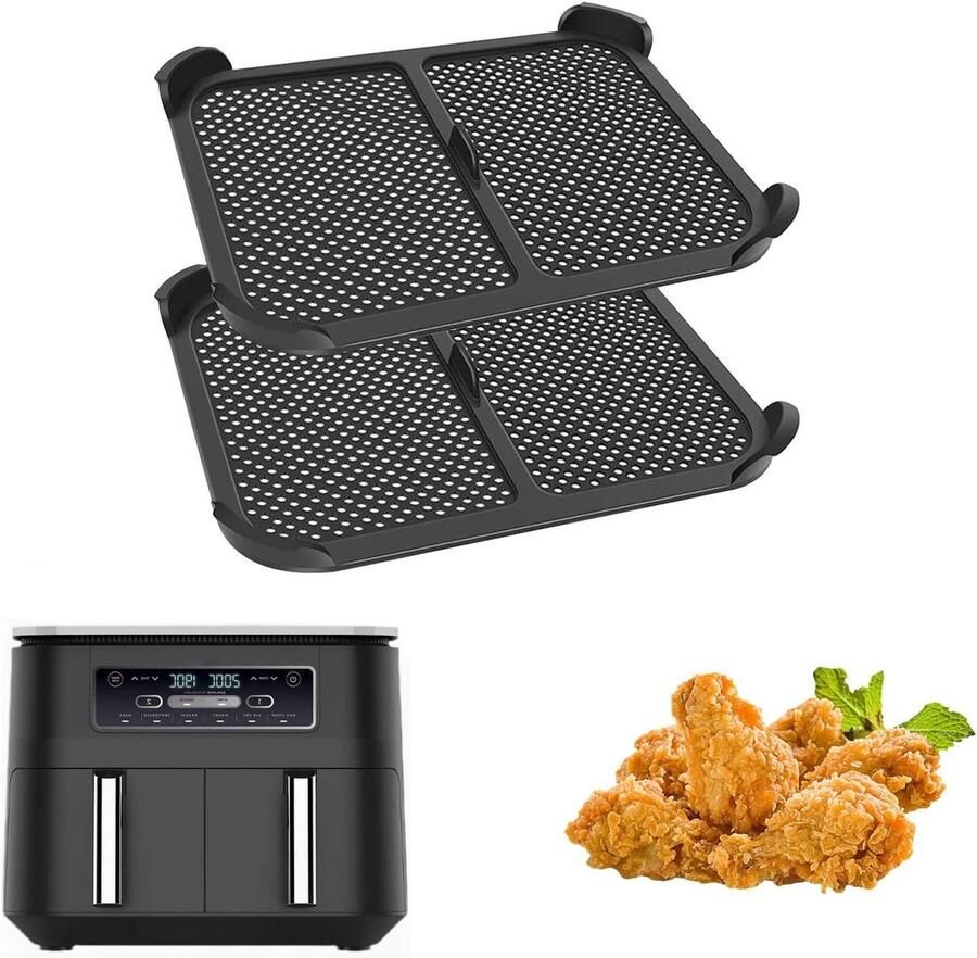 Allecto Plus Accessoires voor heteluchtfriteuse 2 spatbeschermers voor bescherming van verwarmingselementen en ventilator Compatibel met Ninja Foodi Friteuseaccessoires met hittebestendig materiaal