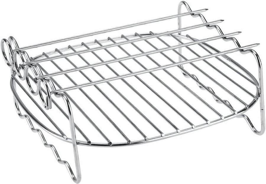 Allecto plus Accessoires voor heteluchtfriteuse dubbele spies-bakplaat grillrooster Roestvrij staal Stapelbaar voor airfryer Koken zonder olie