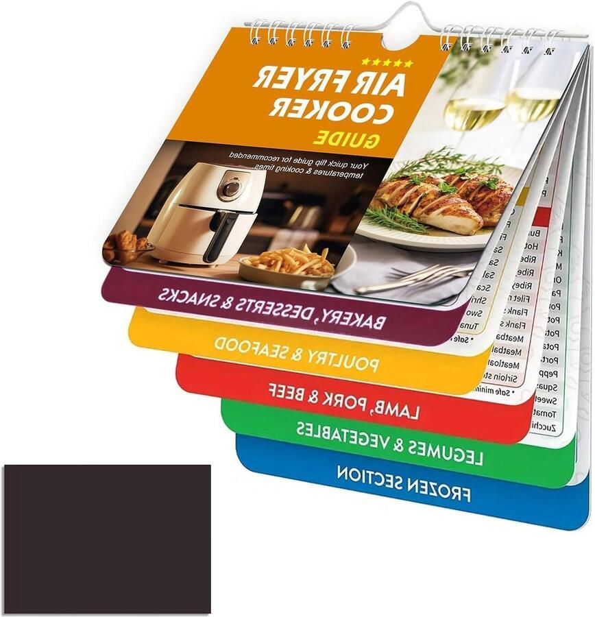 Allecto Plus Accessoires voor heteluchtfriteuse Magneet luchtfriteuse spiekbriefje Kookhandleiding losse bladen 75 x 52 cm Haak voor keukengebruik Handig bij het koken