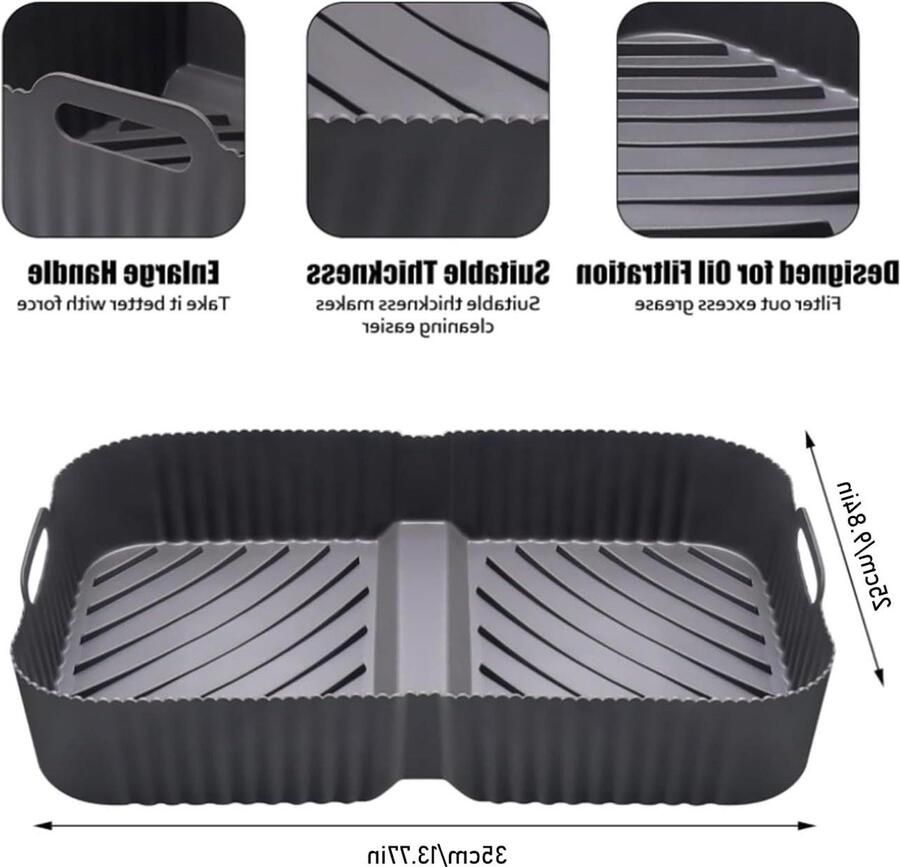 Allecto Plus Accessoires voor heteluchtfriteuse Siliconen inlegzolen Herbruikbare airfryer-vorm Ninja AF500 Herbruikbaar Geschikt voor Ninja AF500 Air Fryer Siliconen Accessoires