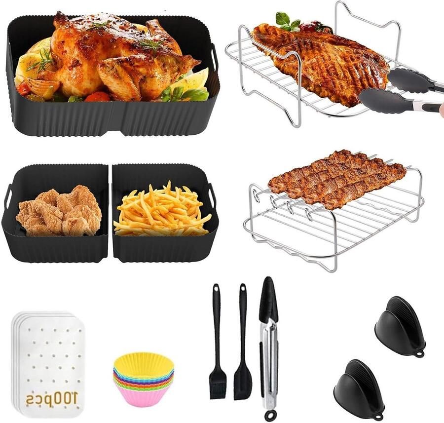 Allecto Plus Accessoires voor heteluchtfriteuse Siliconen inzetstuk voor Airfryer Max Dual Zone Dual Zone Airfryer Accessoires Hittebestendige Accessoires