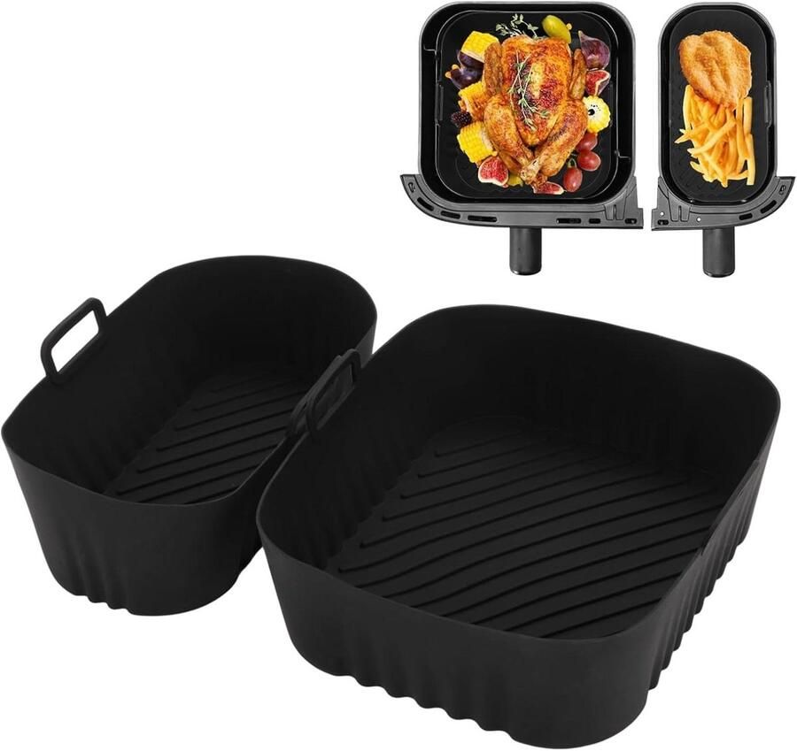 Allecto Plus Accessoires voor heteluchtfriteuse Siliconen vormen voor Air Fryer 2 stuks 6L en 3L inzetstukken