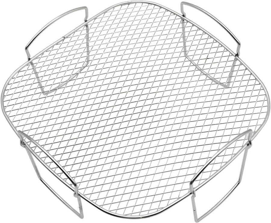 Allecto Plus Airfryer Accessoires van Roestvrij Staal voor 35-58L Airfryer Pan Grillrooster en Stomerrek Voor Ninja Power Airfryer 205x205x9cm