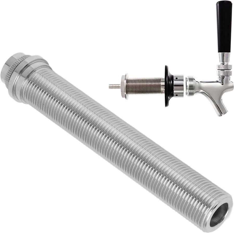 Allecto Plus Bierkraanverlenger 150mm voor Biervaten Roestvrijstalen Tapkraan met Slotflens G5 8 Bier Tap Systeem Accessoire