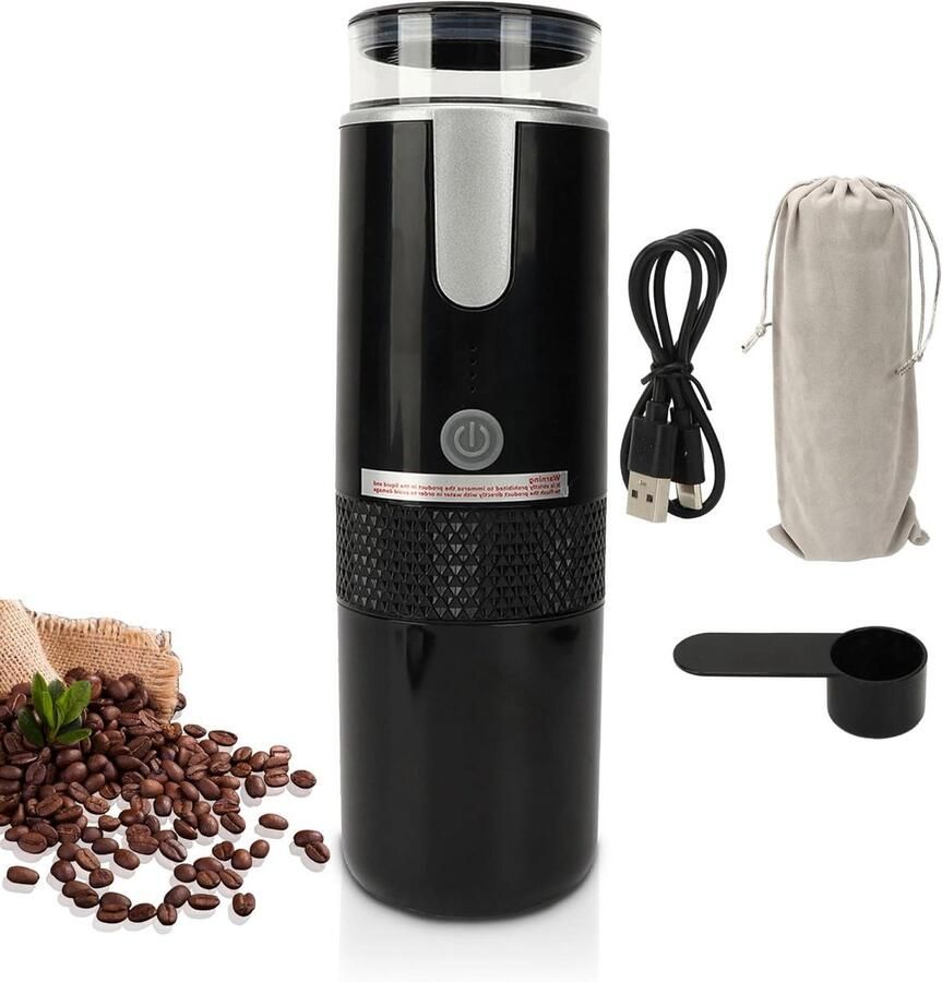 Allecto Plus Draagbare Espressomachine 1200 MAh voor Koffiecapsules en Gemalen Koffie Met één Knopbediening Ideaal voor Reizen en Kamperen