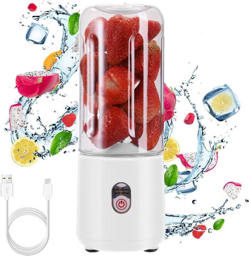 Allecto Plus Draagbare mini-mixer 380 ml voor shakes en smoothies USB-oplaadbaar Roestvrijstalen messen Krachtige motor Sap groene smoothies Camping sportschool Handige mixer