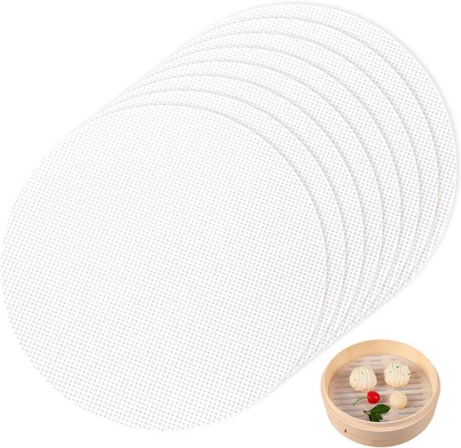 Allecto Plus Drogen Film voor Droger Machine Rond Silicone Dehydrator Drogen Film Niet Plakkend Bamboe Damper Vervanging Katoenen Doek voor Stomen Buns Dumplings Bakken 8 stuks