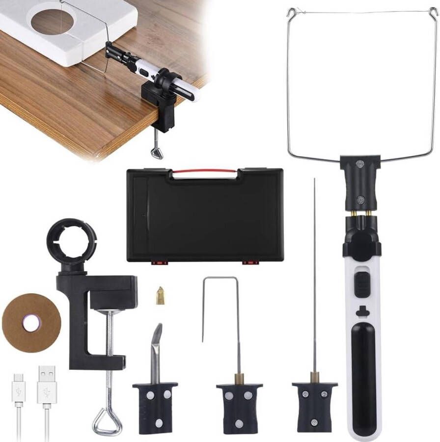 Allecto plus Elektrische 4-in-1 piepschuimsnijder met USB-C-opladen Draadloos 550 °C Styroporsnijder voor knutselen en meer