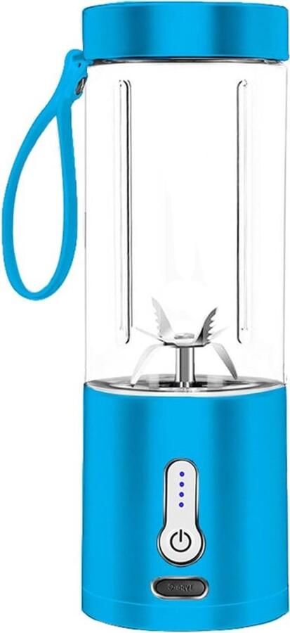 Elektrische Blender Cup 530ml 6 Blades Draagriem Blauw Voor Smoothies en Shakes
