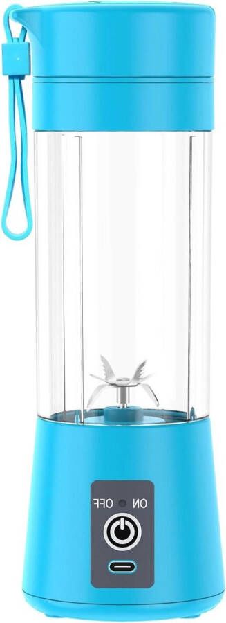 Allecto Plus Elektrische Sapcentrifuge USB Oplaadbaar Personaliseerbaar 6 Messen Zeef 400 ml Blauw Voor Milkshake Smoothie Fruit Groenten Sap