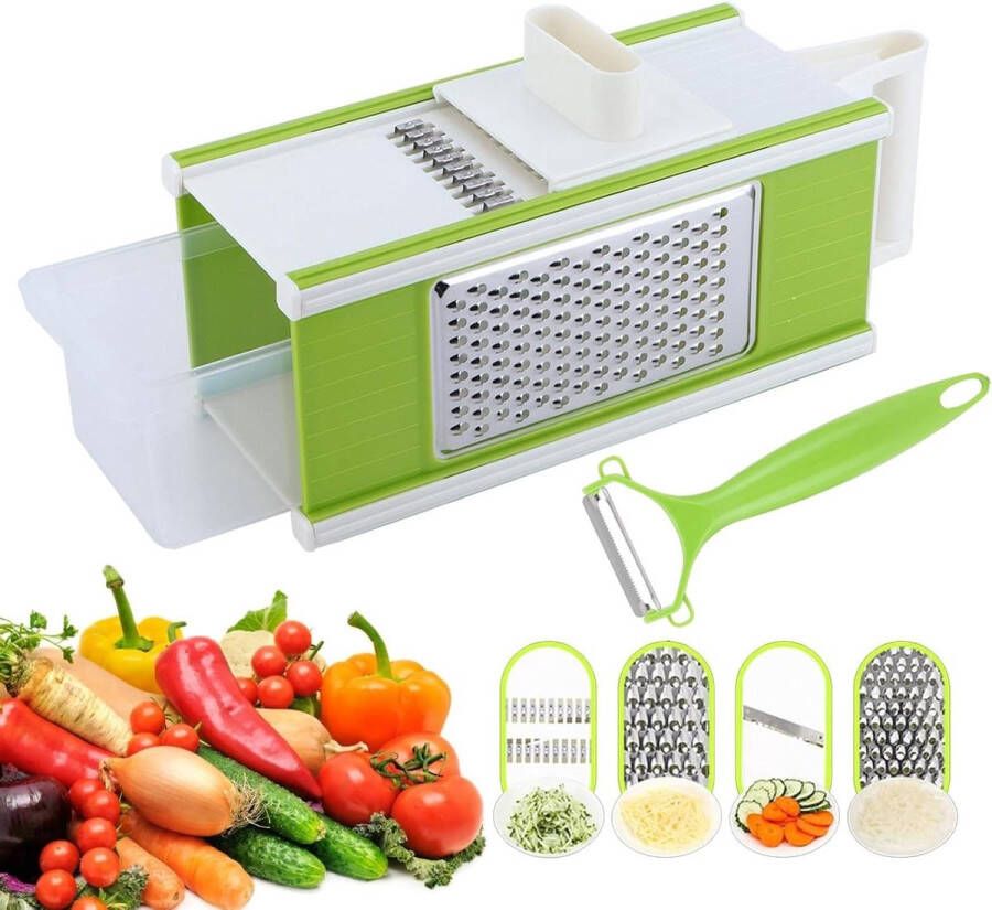 Allecto Plus Handige Groentesnijder voor de Keuken 5-in-1 Snijmachine voor Groenten Praktisch Keuken Gadget voor Malen en Snijden