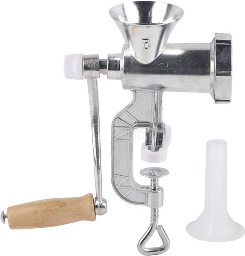 Allecto Plus Handmatige vleesmolen van aluminium voor worsten maken en kruiden malen Keukengereedschap voor tafel Vleesvuller - Foto 2