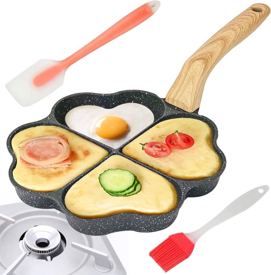 Allecto Plus Hartvormige Spiegel-Eierpan met Houten Handvat en Anti-aanbaklaag inclusief Spatel Geschikt voor Inductie en Gasvuur Keukenpan voor pannenkoeken en omeletten