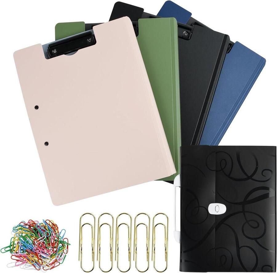 Allecto Plus Klembord A4 Plastic met Map en Opklapbare Clip Duurzaam en Handig