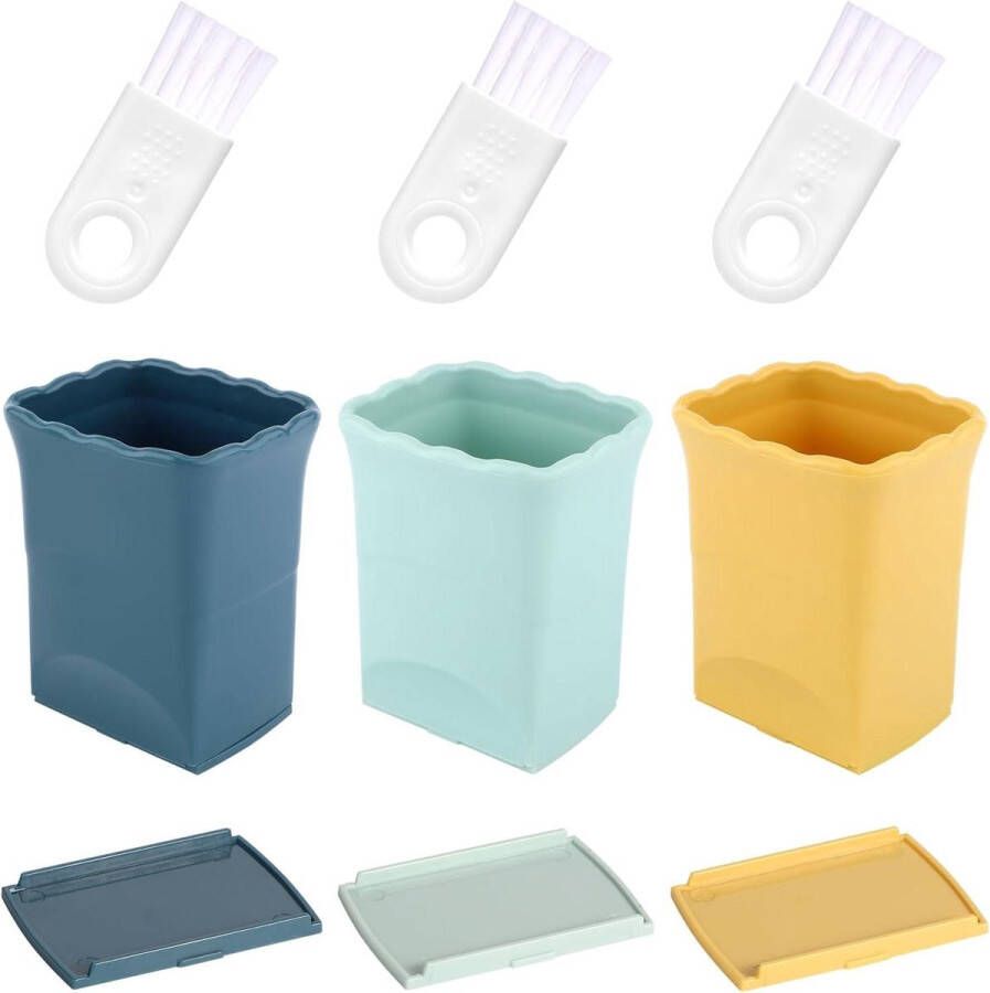 Allecto Plus Multifunctionele Fruitsnijbekers Roestvrijstaal Inclusief Reinigingsborstels Set van 3 stuks Draagbare Fruitsnijbeker Snijmachine Voor Keukenfruit en Groenten