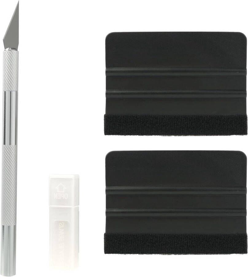 Allecto plus Professionele Raclette Coating en Behangset voor Glas Allecto plus Auto Plakgereedschap Set met Viltschraper en Cutter Allecto plus Compleet Plastic Marouflette Kit voor Folie Applicatie