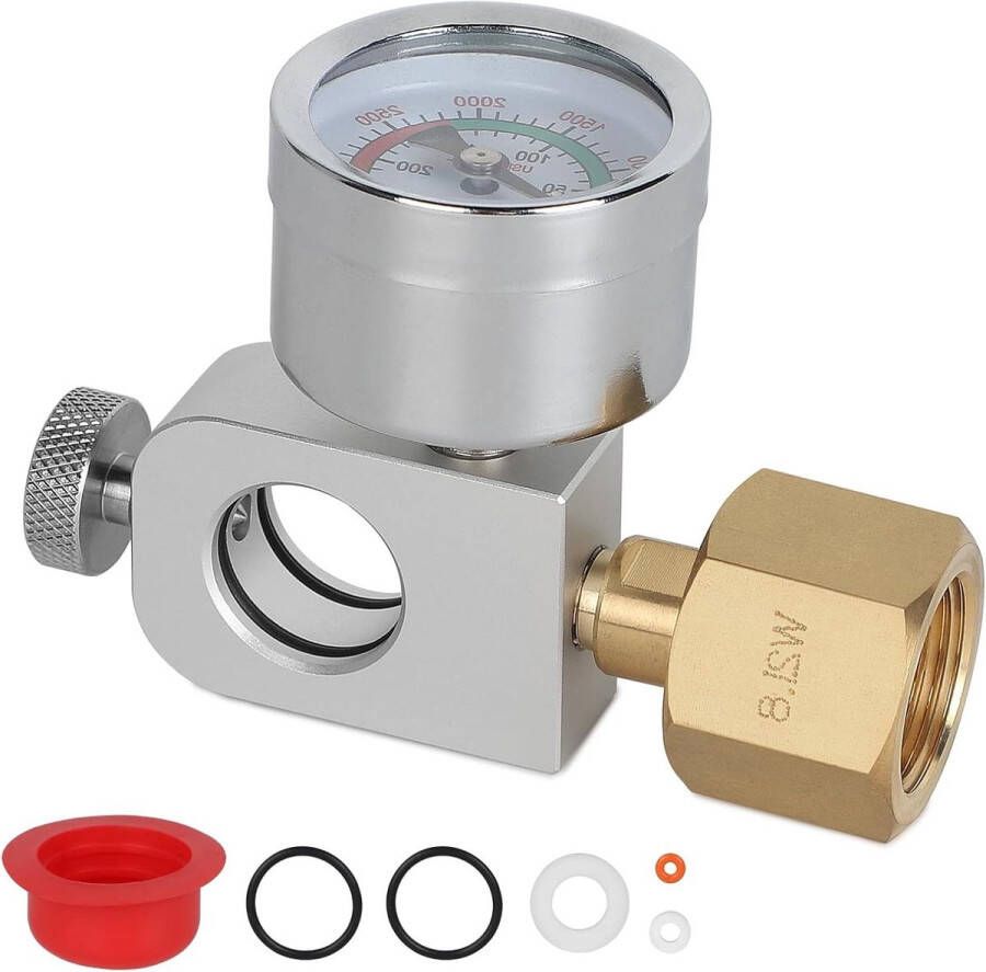 Allecto Plus Quick Connect Adapter voor CO2-fles met manometer 3500 psi Compatibel met Duo Art Terra Crystal 3.0 Gaia Handige Connector
