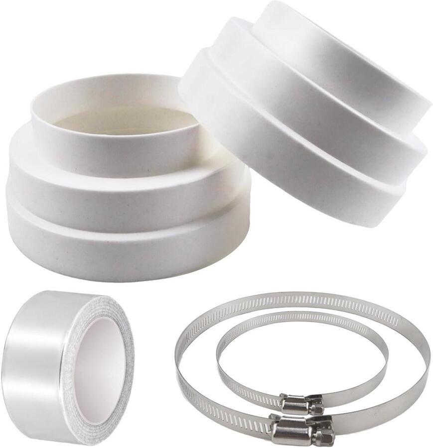 Allecto Plus Reducer Connector Ø120 150 160 mm 2 stuks ventilatie afzuigkap reducer inclusief slangenklemmen en aluminium tape