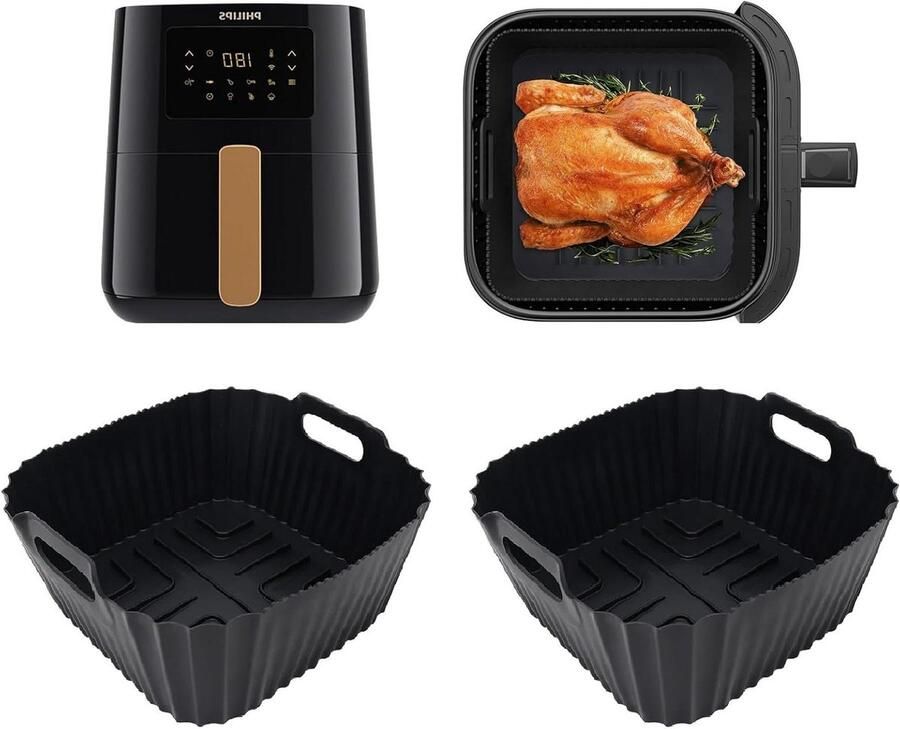 Allecto Plus Set van 2 siliconen vormen voor heteluchtfriteuse Bakvormaccessoires voor Philips en Cosori Airfryer Geschikt voor 38-47L fryers