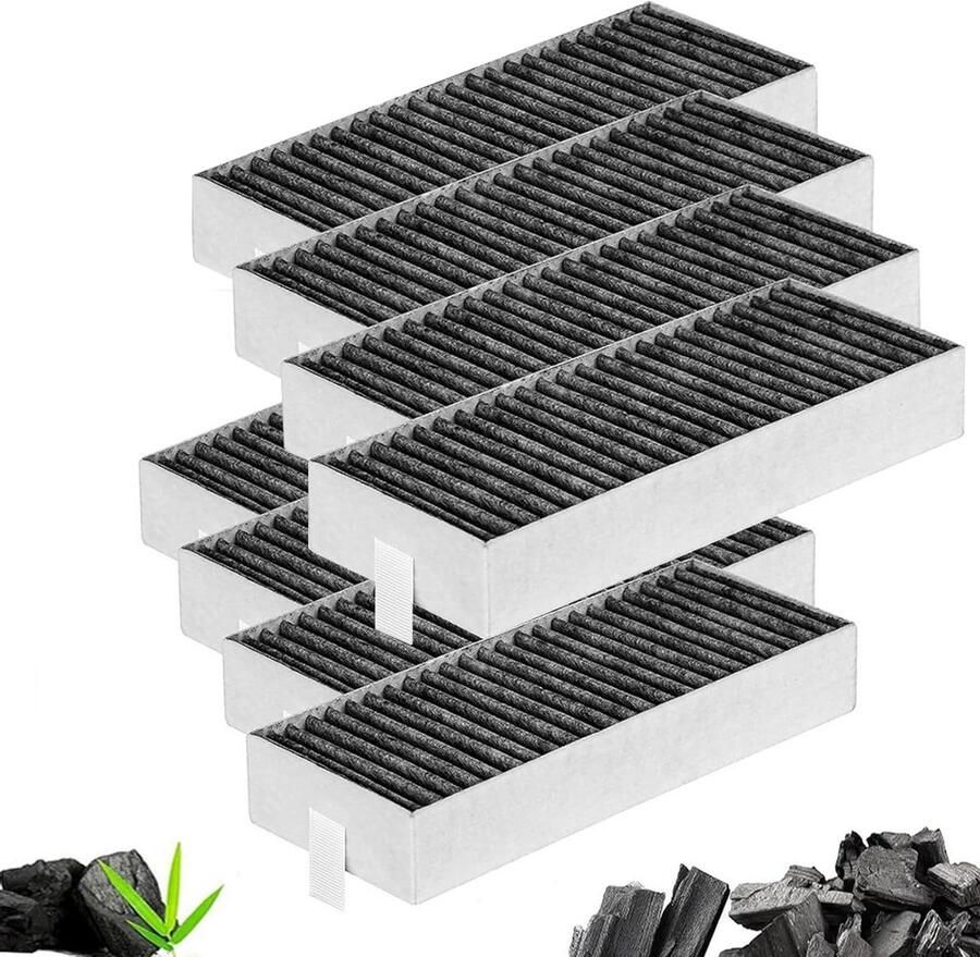Allecto Plus Set van 8 actieve koolstoffilters voor afzuigkap Vervangende motorkapfilters Compatibel met verschillende modellen Afmetingen: 193 x 75 x 35 mm