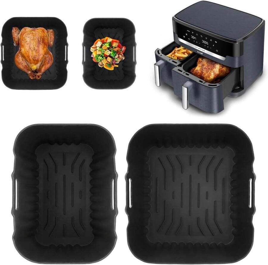 Allecto Plus Silicone accessoires voor heteluchtfriteuse Geschikt voor XXL Air Fryer 11L 65L Braadpan siliconen inzetstuk Bakvorm Moulinex Easy Fry Compatibel