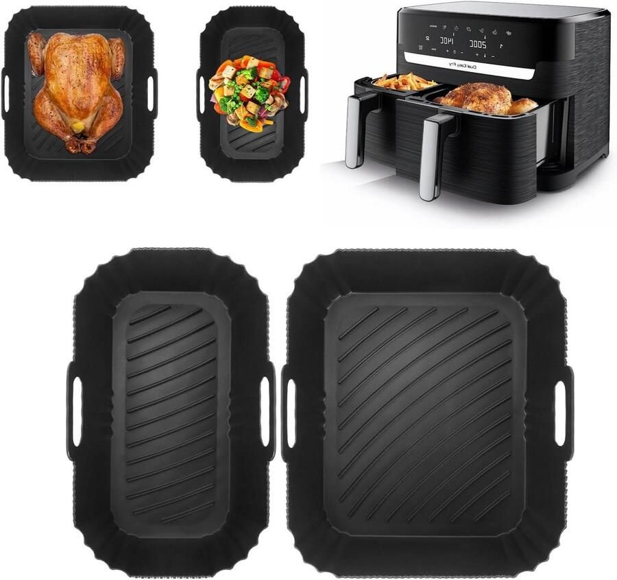 Allecto Plus Silicone bakvorm voor heteluchtfriteuse accessoires & dubbele kamers Airfryer Geschikt voor Tefal & Philips 83L EY9018 52 31L 3000 Series Bakvorm siliconen inzetstuk Duurzaam & Gemakkelijk schoon te maken